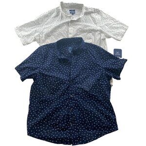 NWT George Mens Shirt Large Lot Of Two Short Sleeve Classic Button Up Casual